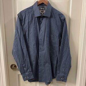 Joseph Abboud Navy and White Windowpane Dress Shirt